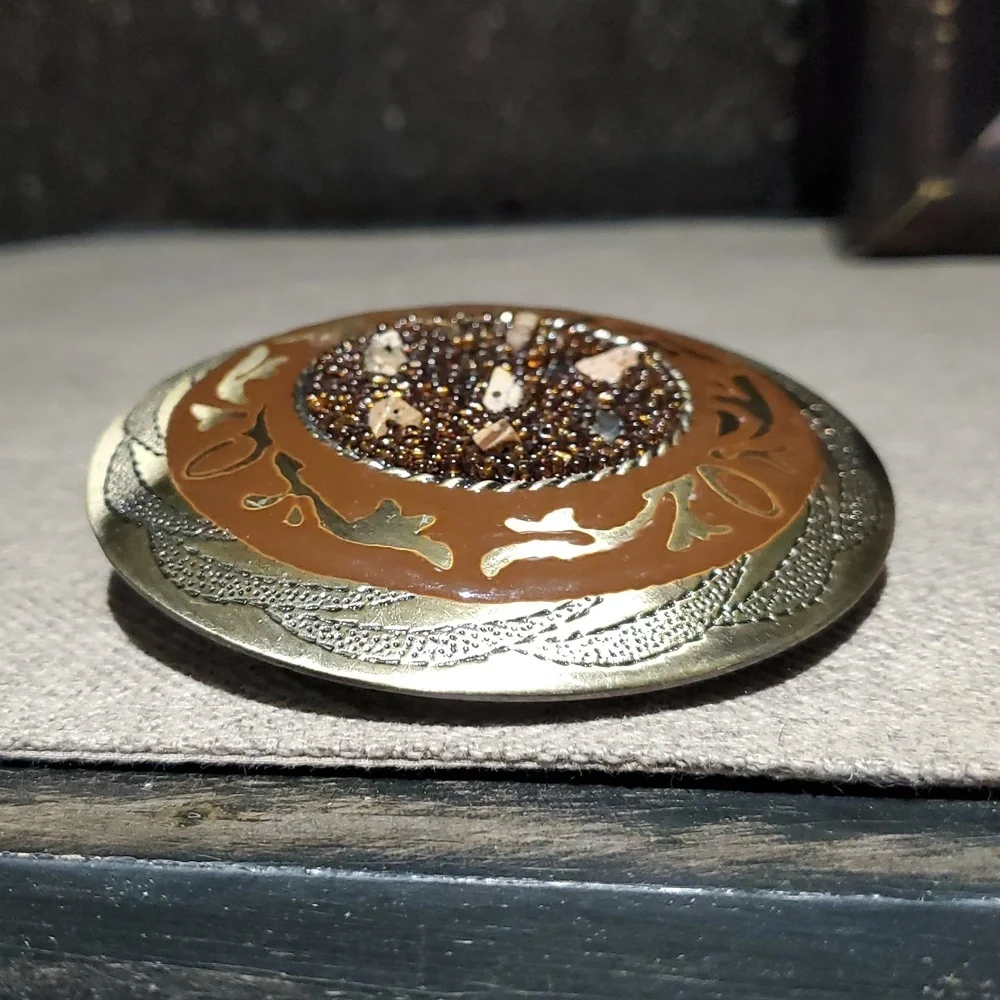 Vintage Gold and Brown Belt Buckle
